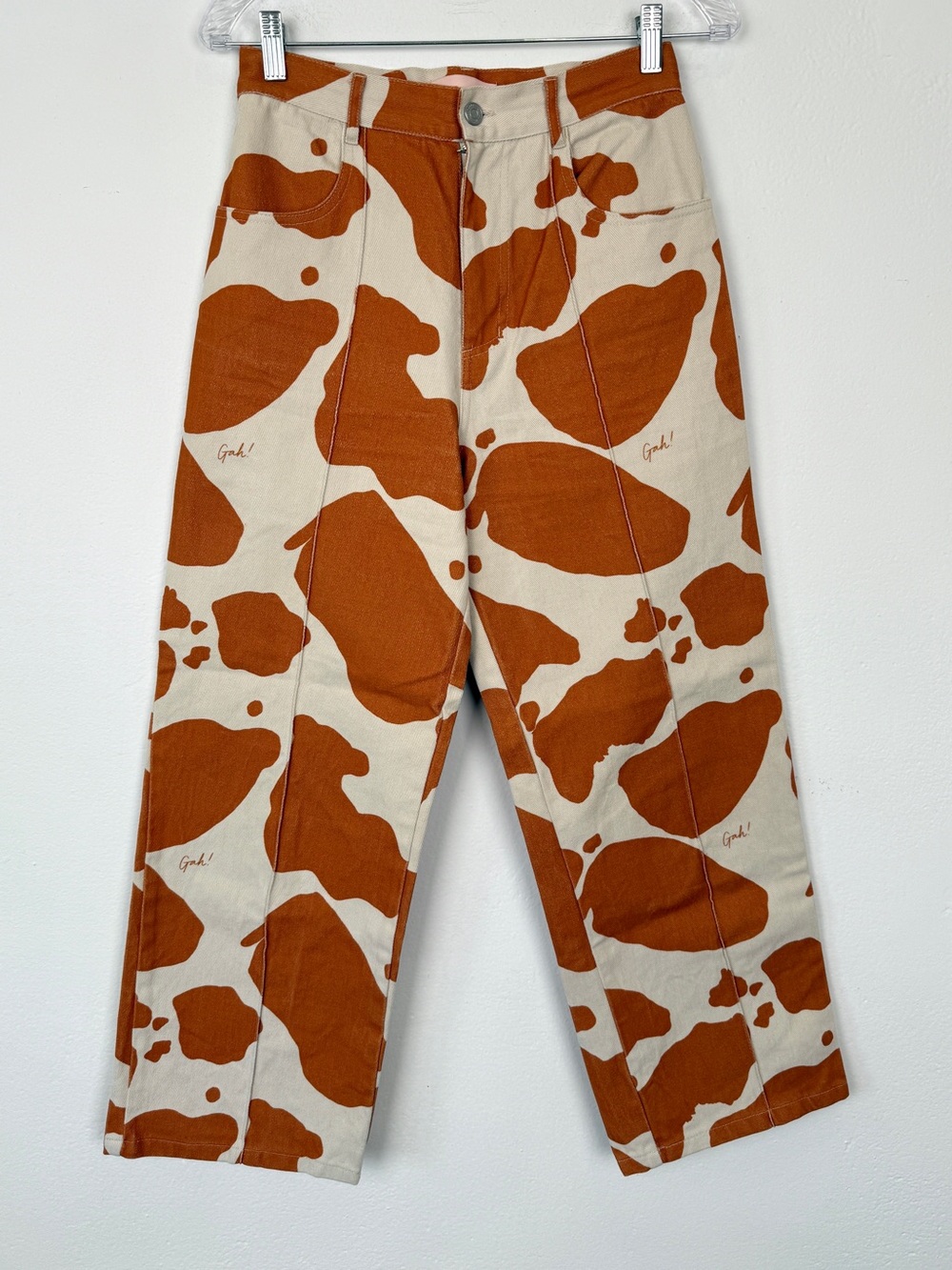 Lisa Says Gah Size 28 Robyn Brown Ivory Cow Print High Rise Jeans